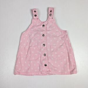 Vtg French Toast Jumper Dress Girls Sz 24m Pink Denim Butterfly 90s